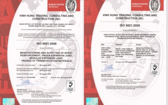 Vĩnh Hưng đón nhận chứng chỉ hệ thống quản lý chất lượng theo tiêu chuẩn ISO 9001:2008 - VĨNH HƯNG JSC