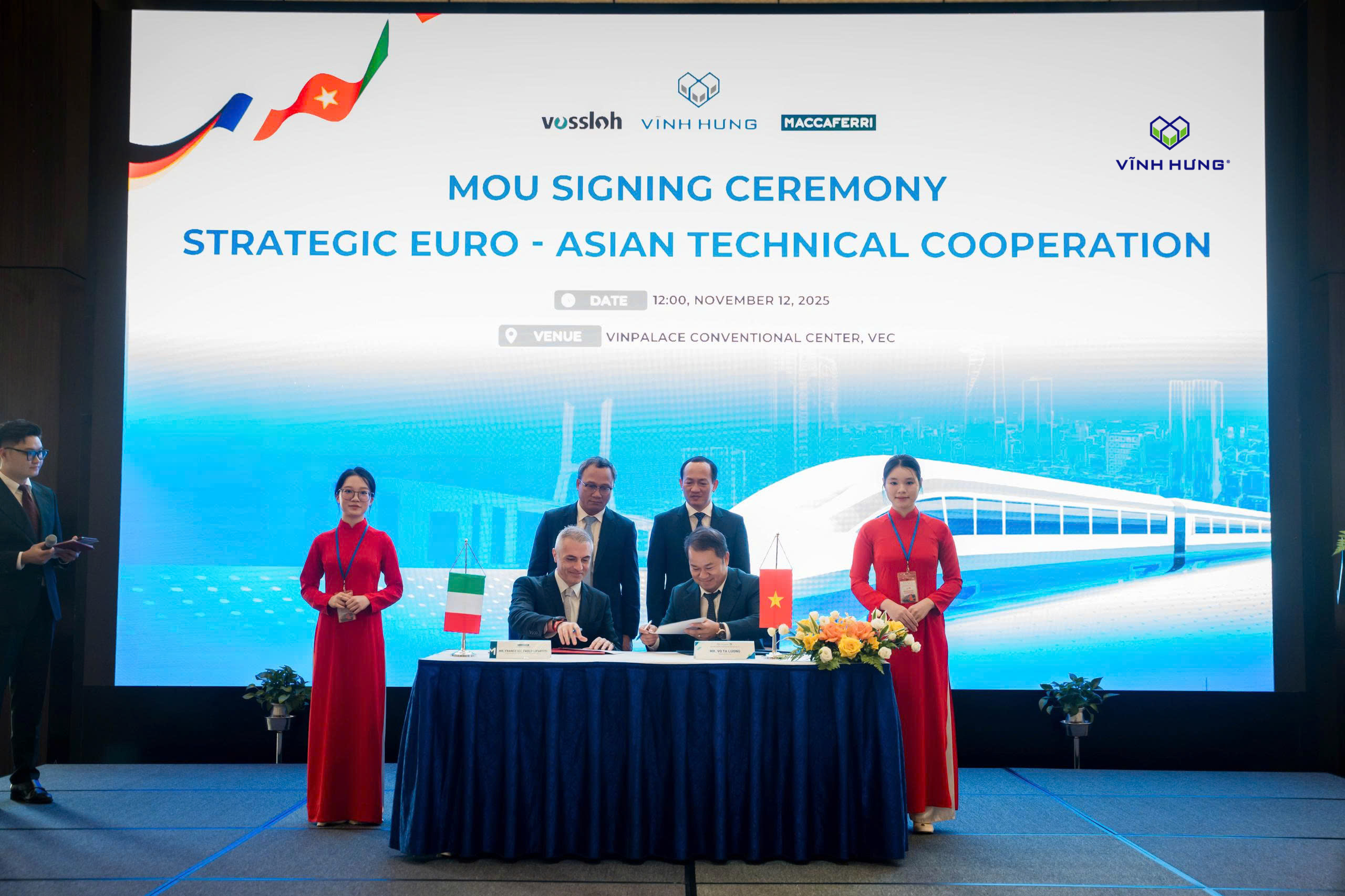 Vĩnh Hưng - Maccaferri: K&yacute; kết th&agrave;nh lập li&ecirc;n doanh chiến lược, ph&aacute;t triển giải ph&aacute;p gia cố địa kỹ thuật ti&ecirc;n tiến, hướng tới mục ti&ecirc;u xuất khẩu ra thị trường khu vực v&agrave; quốc tế.